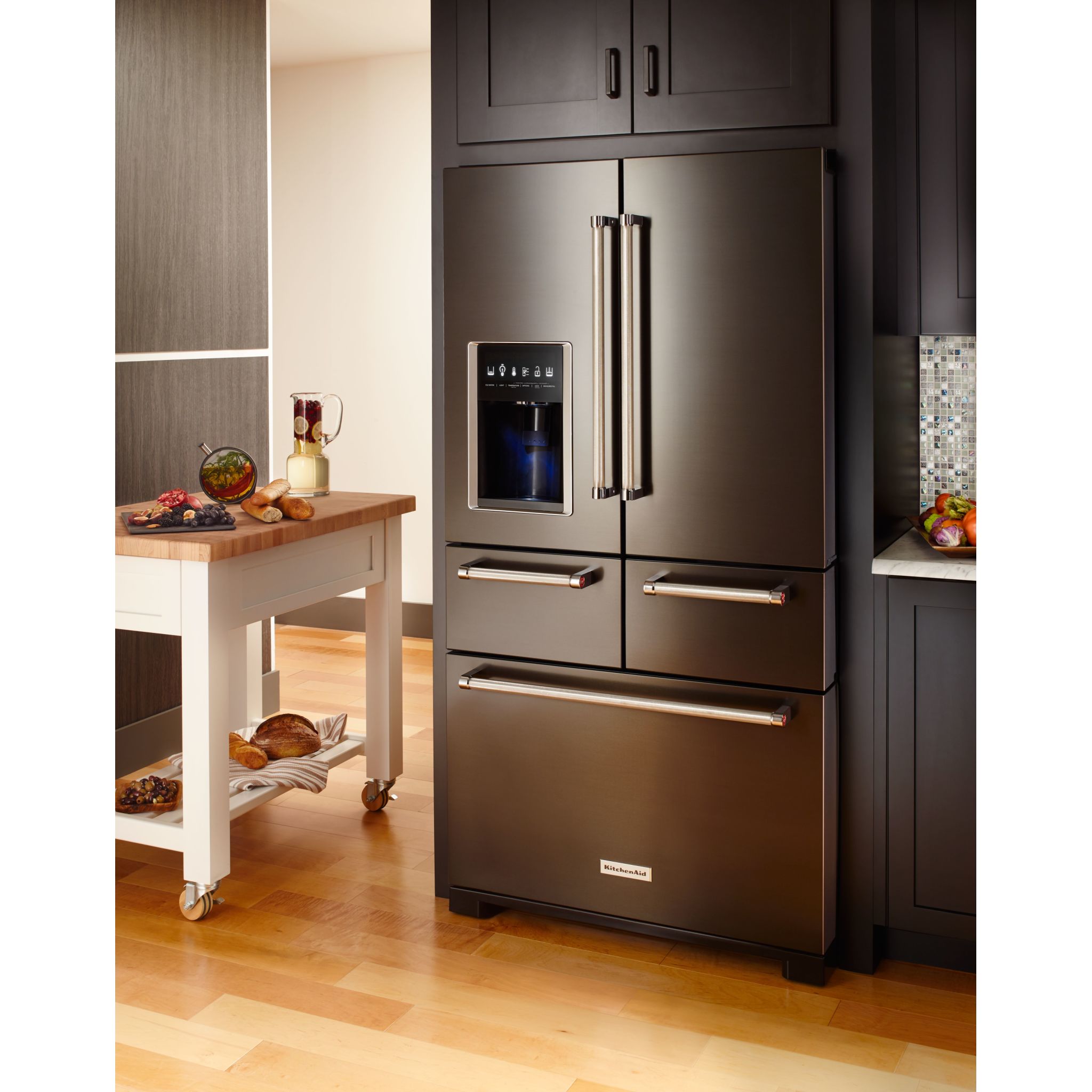 KitchenAid, KitchenAid 5 Door Fridge (KRMF706EBS) - Black Stainless