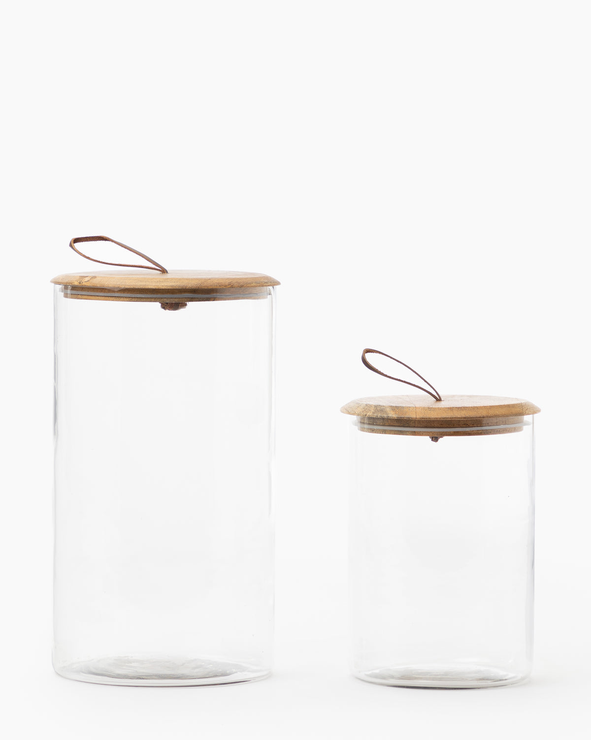 BIDK Home, Leather Pull Lidded Jars