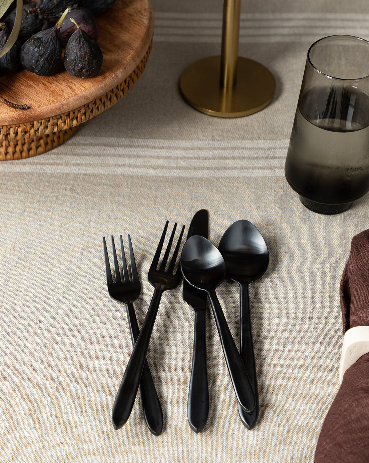 Venus Aqil, Lilia Matte Black Flatware (Set of 5)