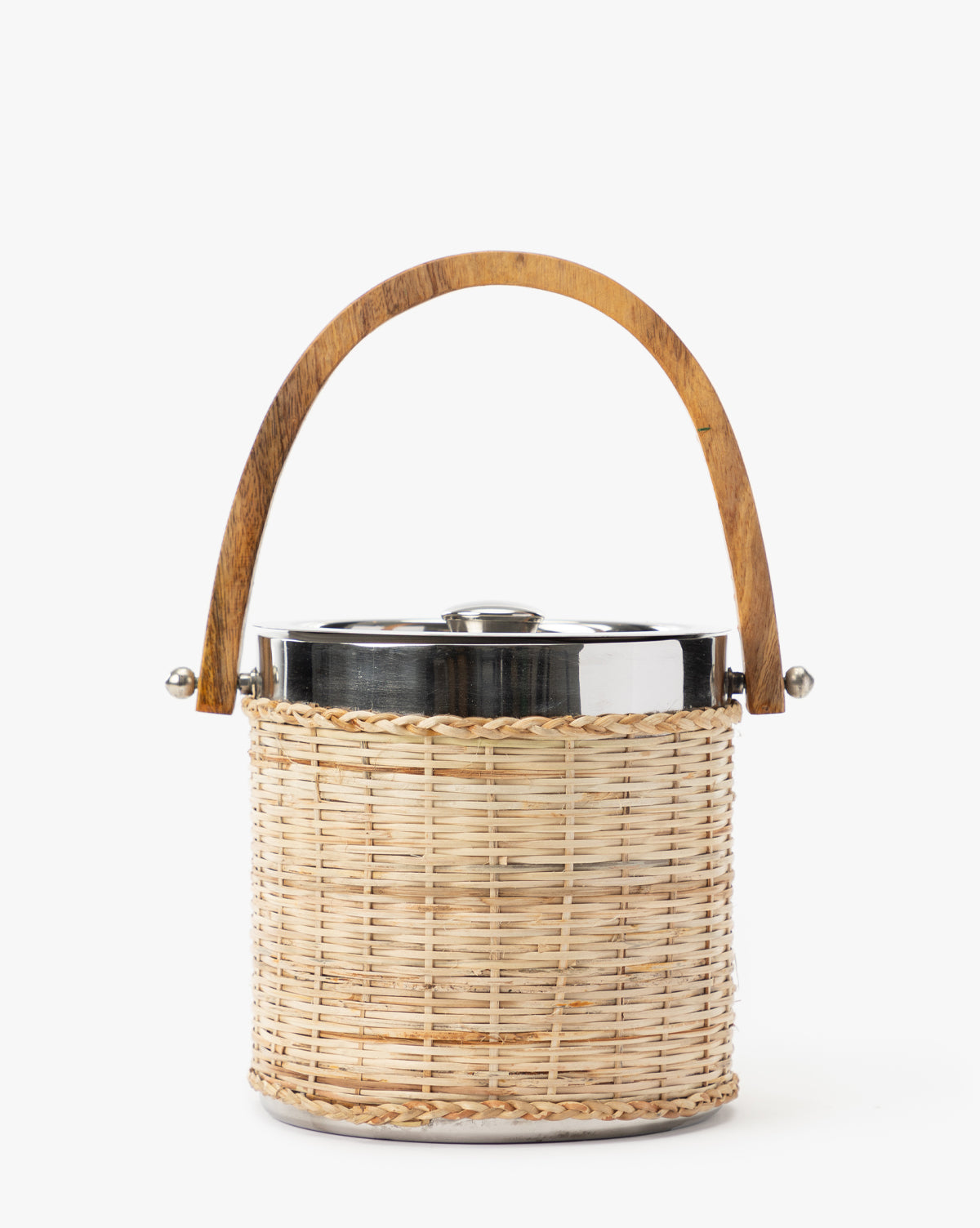 Creative Co-Op, Rattan Ice Bucket with Wooden Handle