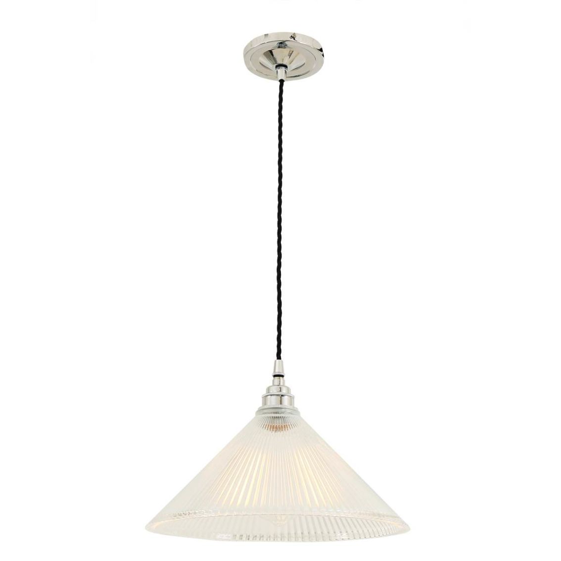 Mullan, Rebell Coolie Holophane Glass Pendant Light