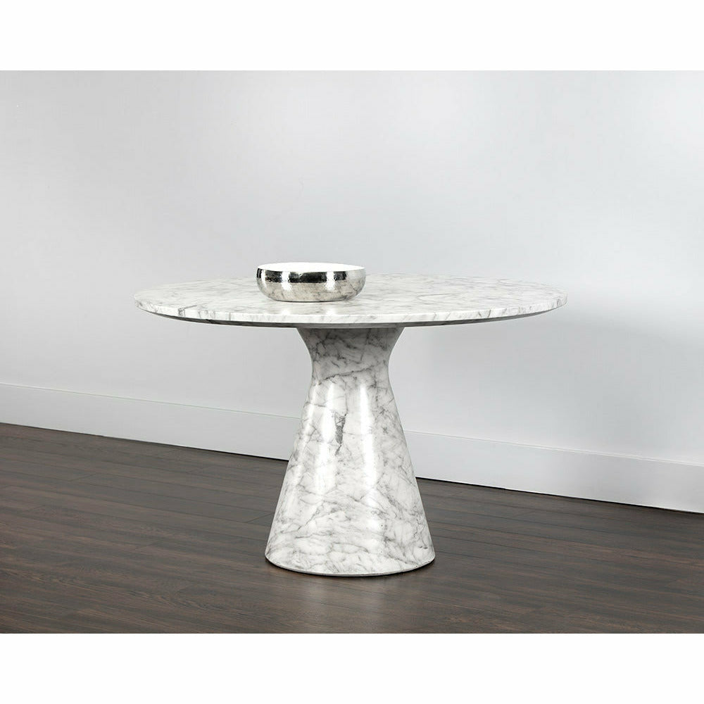 Sunpan, Shelburne Dining Table - Marble Look - White - 47"