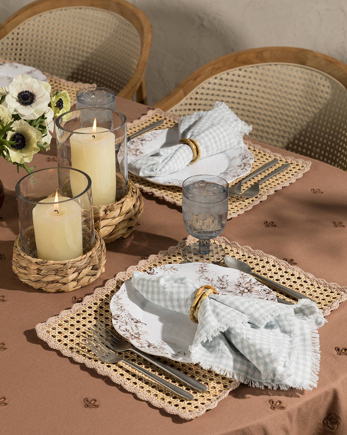 Renuka Inc., Umber Eyelet Tablecloth