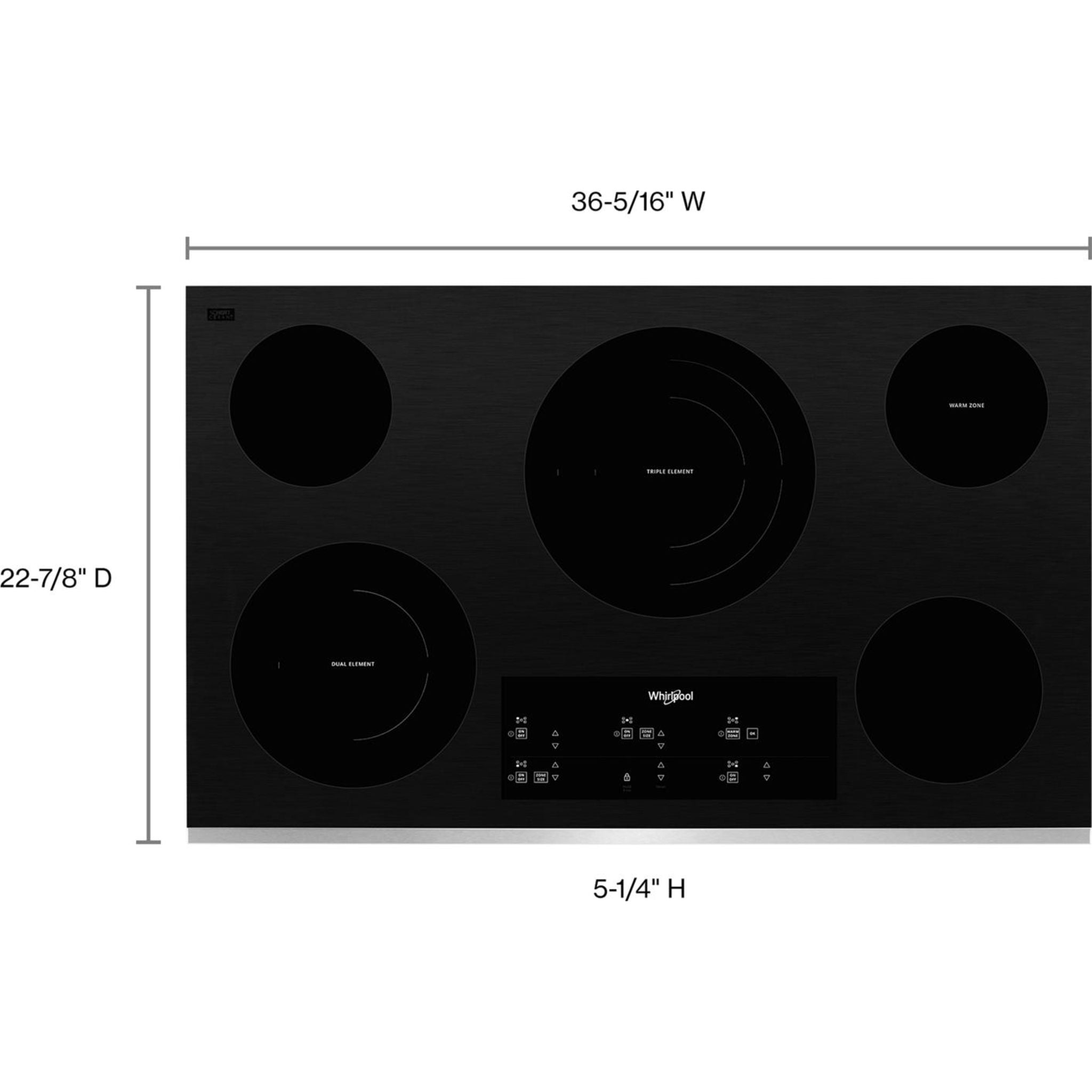 Whirlpool, Whirlpool 36" Cooktop (WCE97US6KS) - Stainless Steel