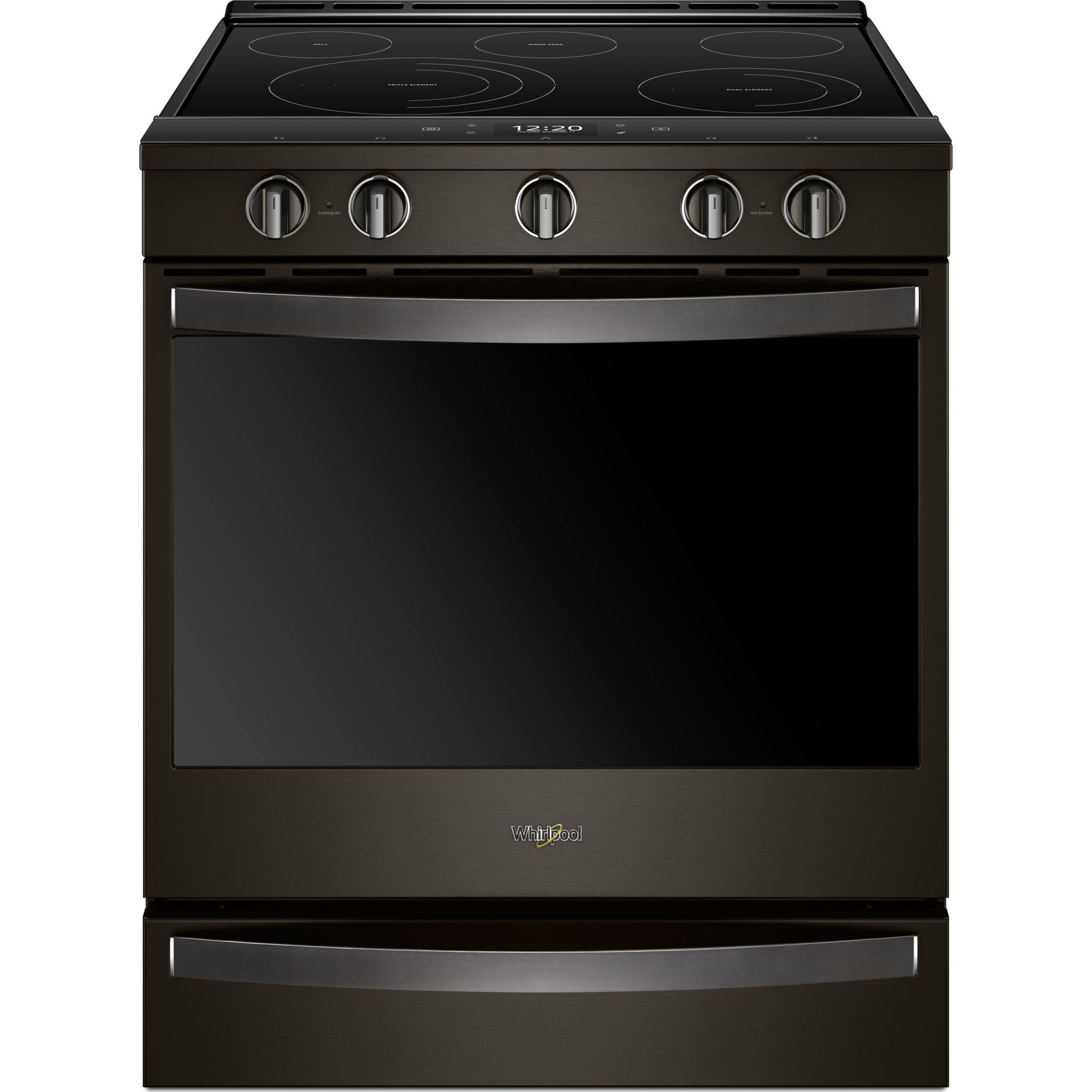 Whirlpool, Whirlpool Front Control Range (YWEE750H0HV) - Black Stainless